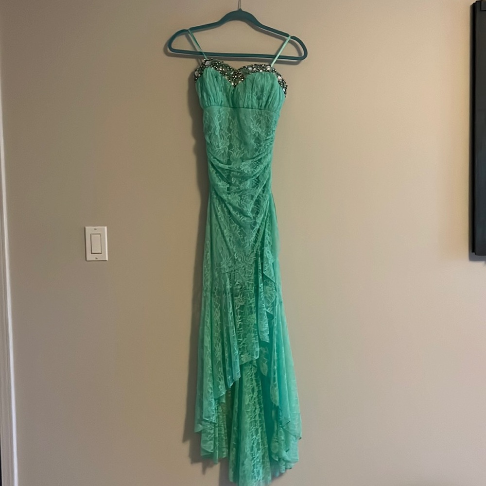 Teal prom dress